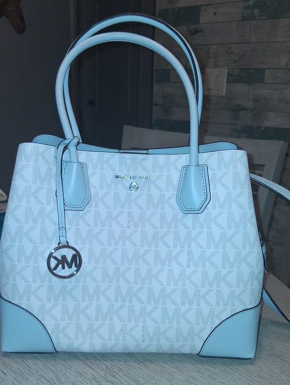 Michael Kors Pale Blue MK Logo Crossbody Purse